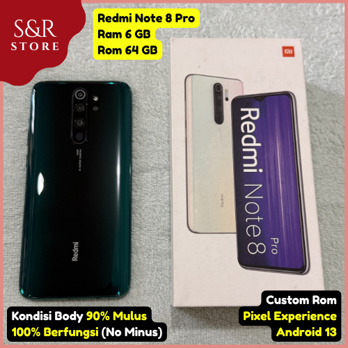 Redmi Note 8 Pro Second RAM 6/64GB + Box TANPA CHARGER Cusrom Pixel Bekas Mulus Pemakaian 90%