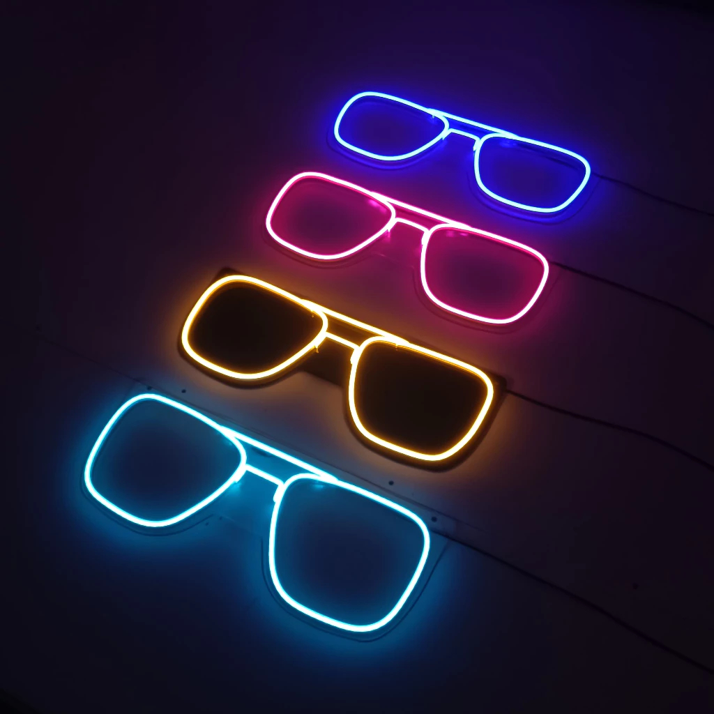 Neon Flex Bentuk Kacamata – Lampu Hias Estetik untuk Toko Optik | Lampu LED 3D Timbul