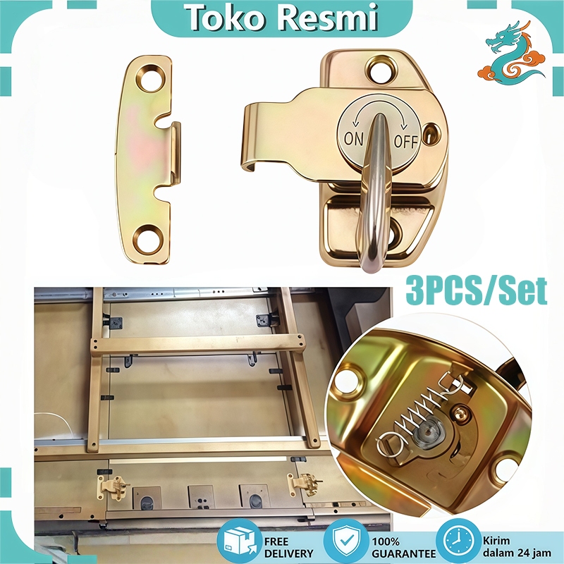 3PCS/Set Kunci Pintu Putar Sliding Geser Kayu Table Lock Grendel Pintu Panjang
