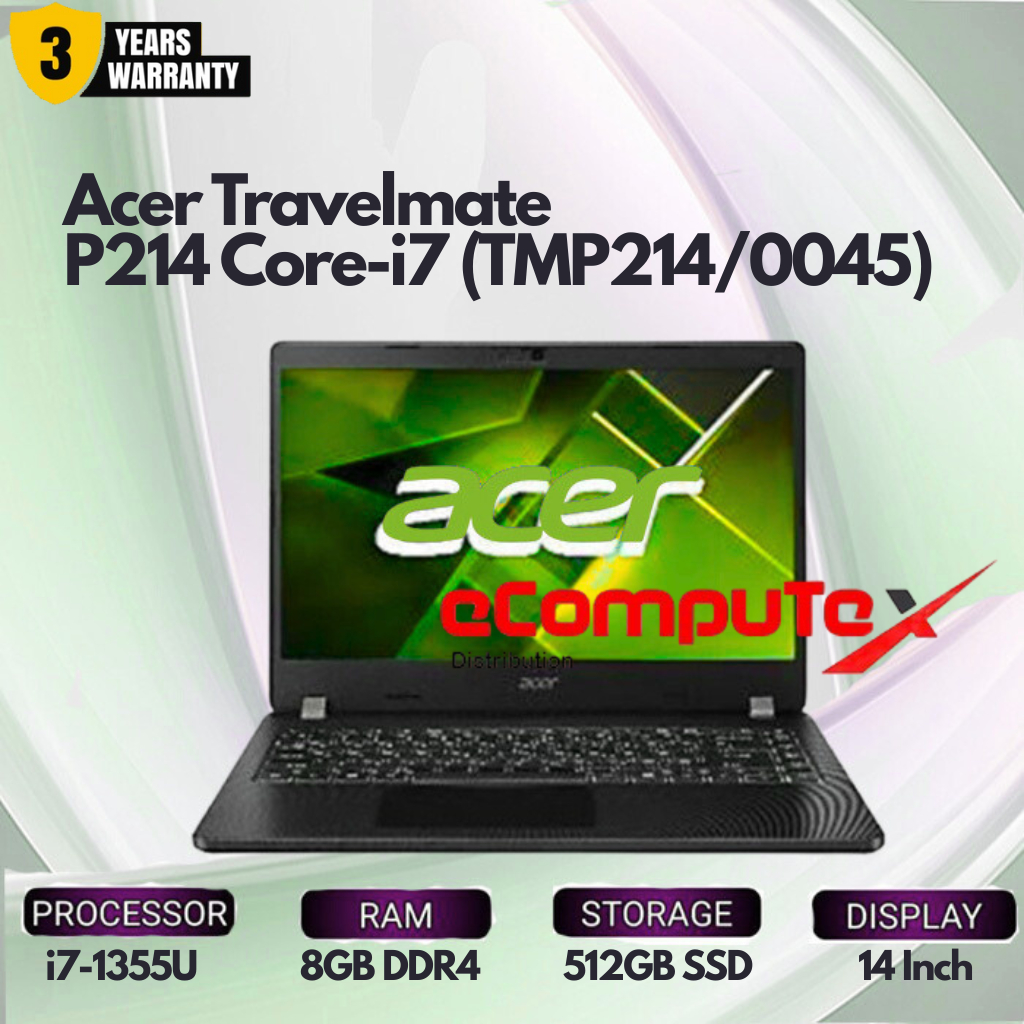 Acer Travelmate P214 Core-i7 TMP214/0045 Laptop 14 Inch 16GB DDR4 512GB SSD TKDN - Garansi Resmi