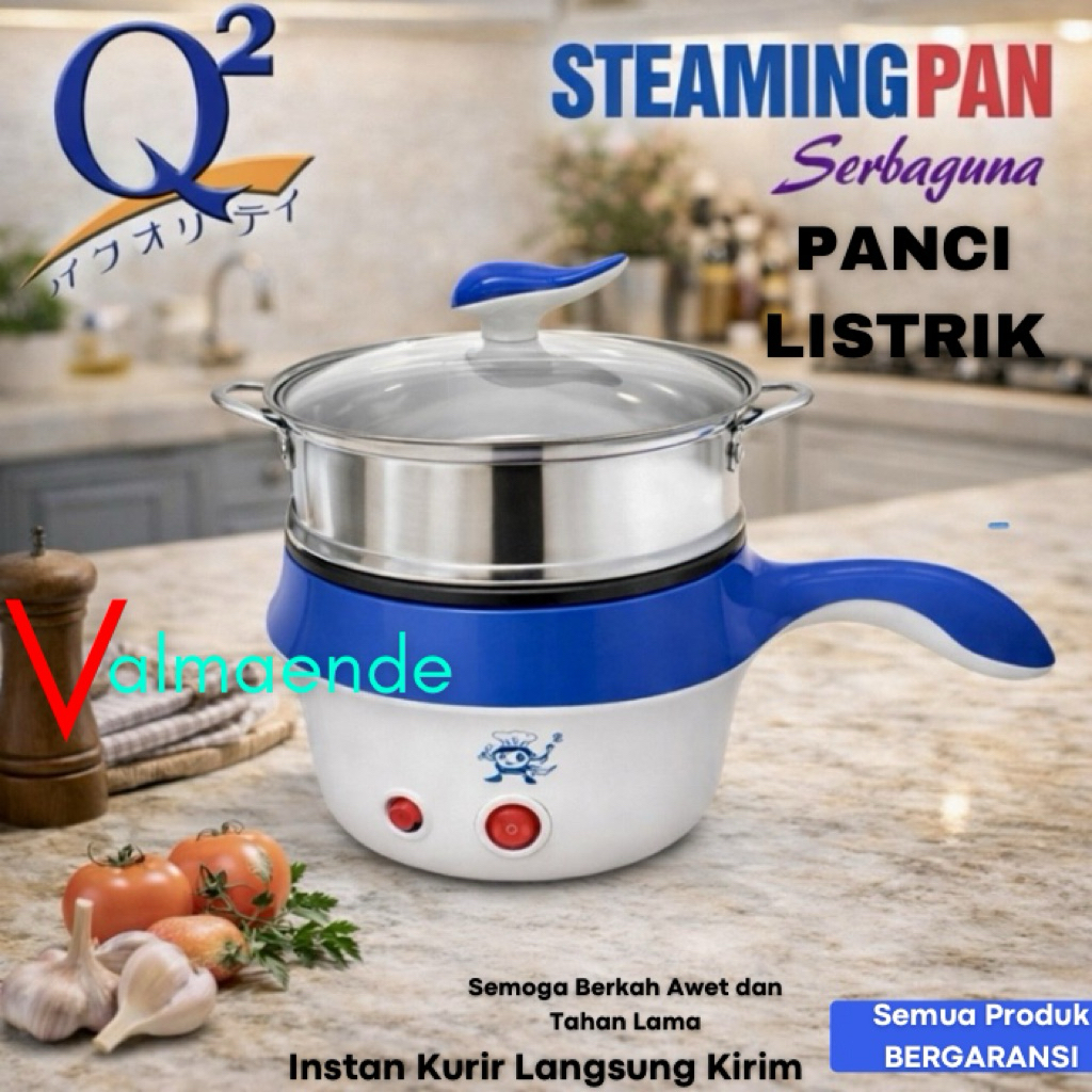 Panci Listrik Wajan Listrik Multifungsi Goreng Rebus Kukus Elektrik Steamer 8518