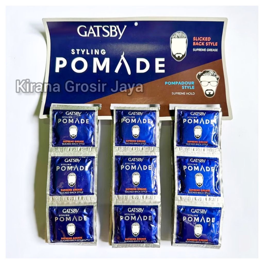 Gatsby Pomade Sachet Biru Minyak Rambut 1 Renteng Isi 36 Sachet