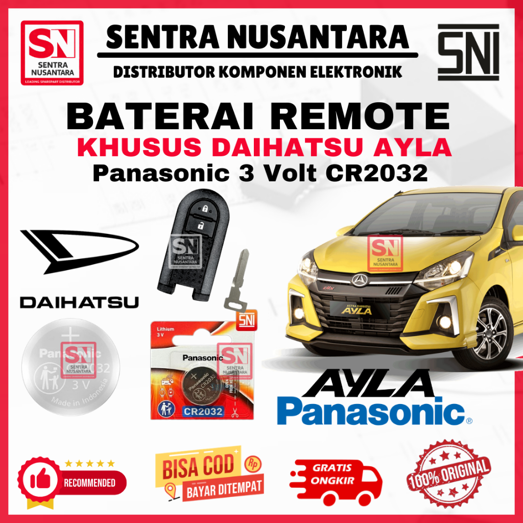 BATERAI REMOTE DAIHATSU AYLA ORIGINAL PANASONIC CR2032 | BATTERY REMOTE AYLA DAIHATSU KUALITAS BAGUS