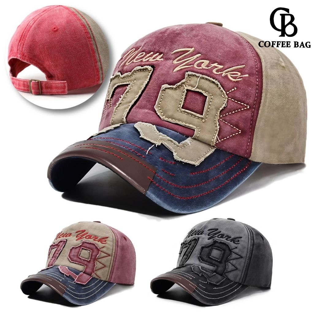 [CB] Topi Baseball Vintage New York 79 Retro Distressed Cap Pria Wanita Import Premium-TPI-283