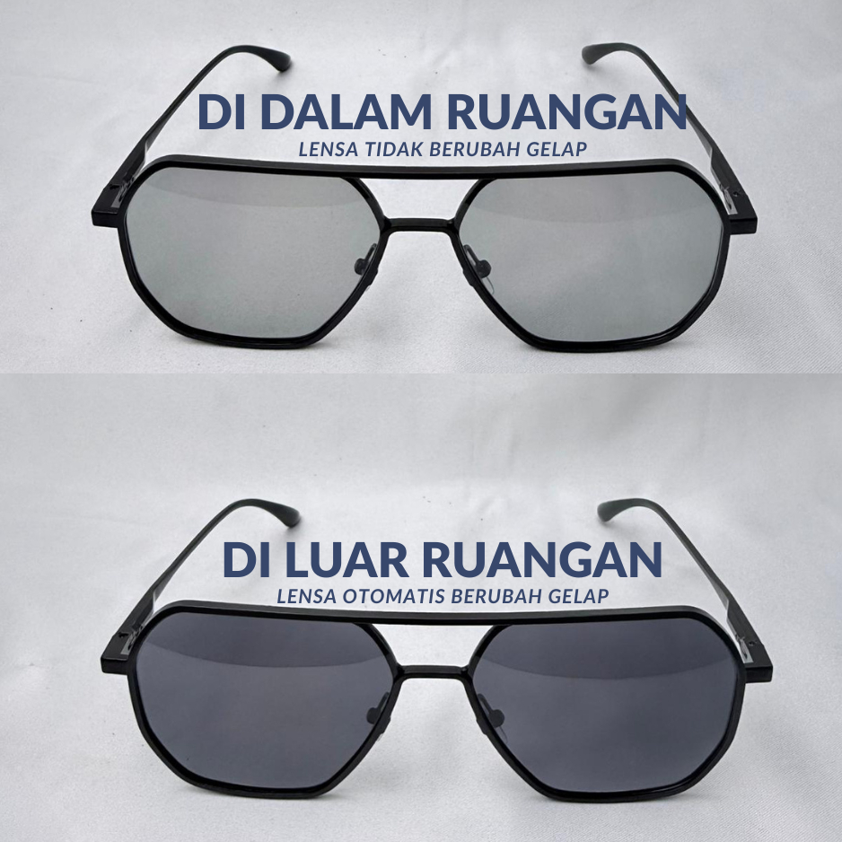 Kacamata Fashion Kacamata Sunglass Pria Photochromic Coolshark Lensa Polarized Cowo Potocromic Lensa