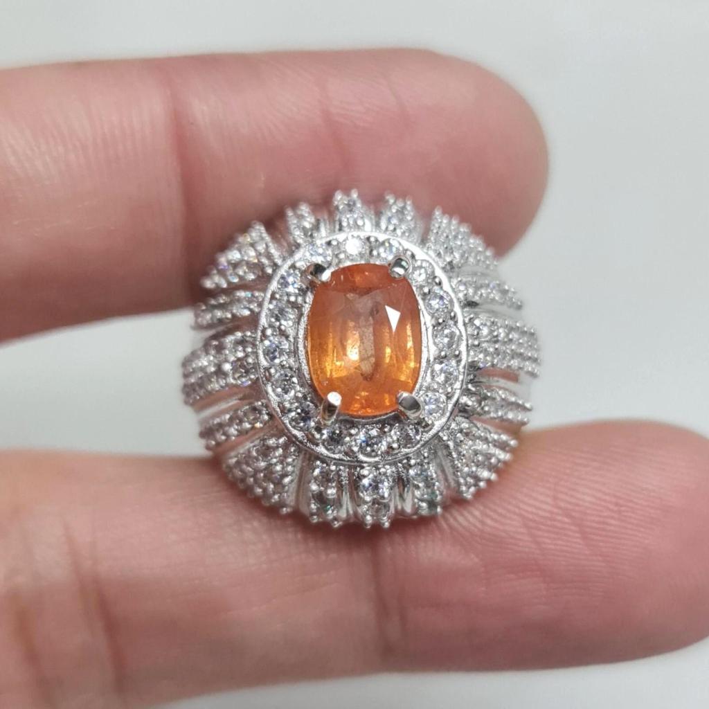 Natural 2.41 CT Yellow Sapphire Silver 925 Mens Ring