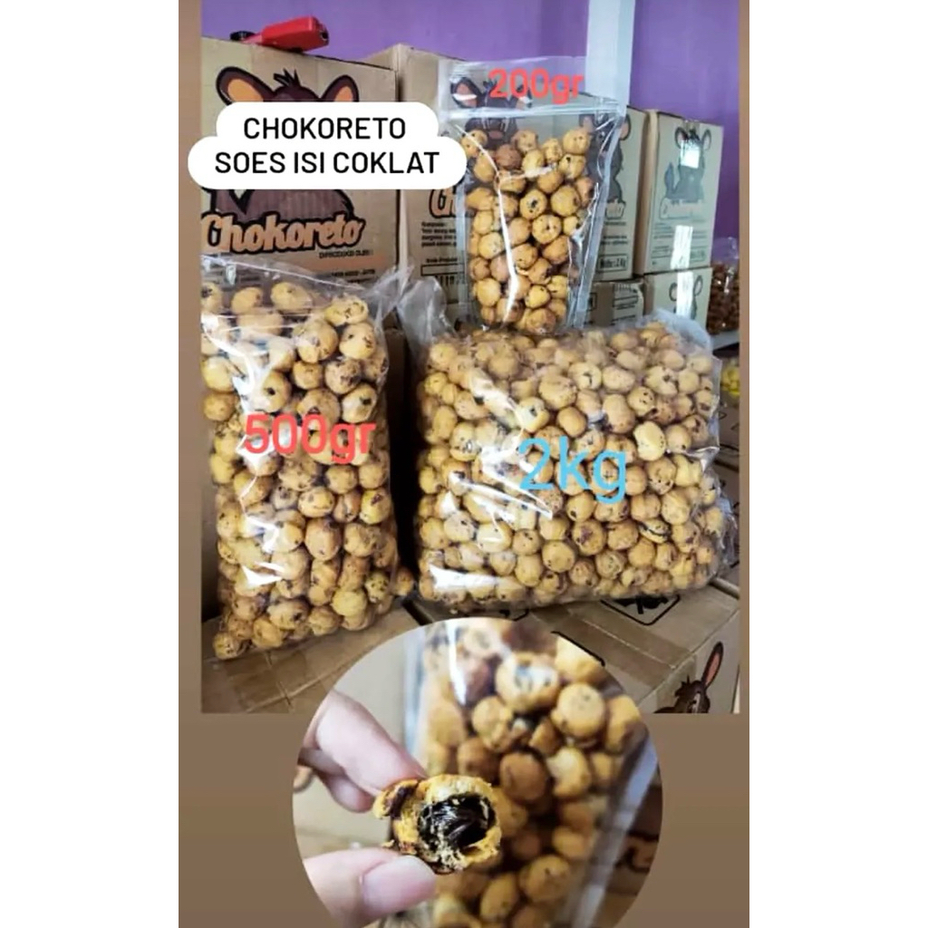 Soes Chokoreto Coklat / Soes kering isi coklat