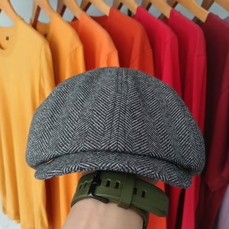 TOPI NEWSBOY WOL HERINGBONE