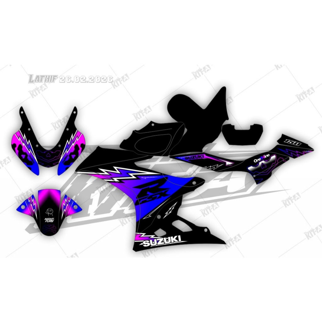 Decal gsx r Decal Stiker gsx r Full Body biru kombinasi putih stabilo