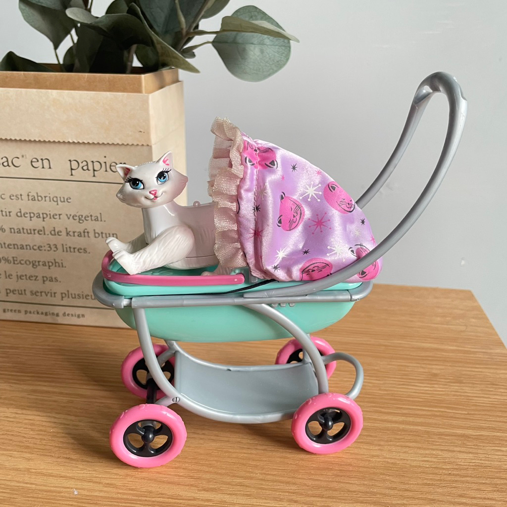 Stroller Kucing Hewan Barbie Ori Mattel Vintage Jadul Kitten Style Mainan Boneka Doll Anak Perempuan