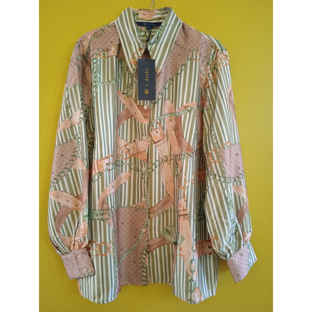 The Chain La Bella Satin Shirt Light Green Benang Jarum x dsaks