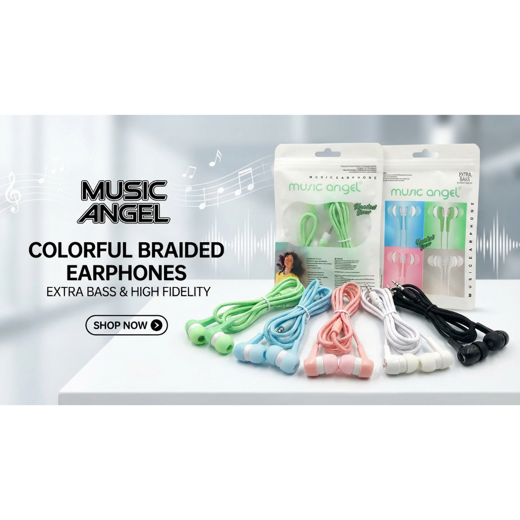 Handsfree Headset Music Angel Macaron Mate Color Hifi Extra Bass Earphone