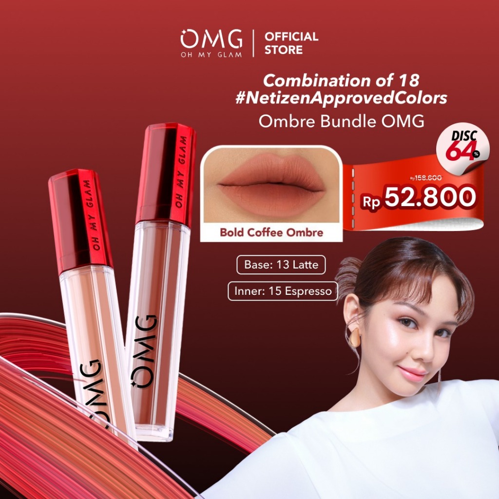 [All Best Seller Ombre Lips] Paket Ombre Mattelast Lip Cream & Glassy Lip Tint - Warna Intense, Taha