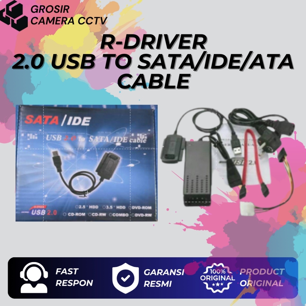 R-DRIVER USB 2.0 TO SATA / IDE / ATA ADAPTOR ADAPTER CONVERTER HARDISK HDD SSD KOMPUTER LAPTOP