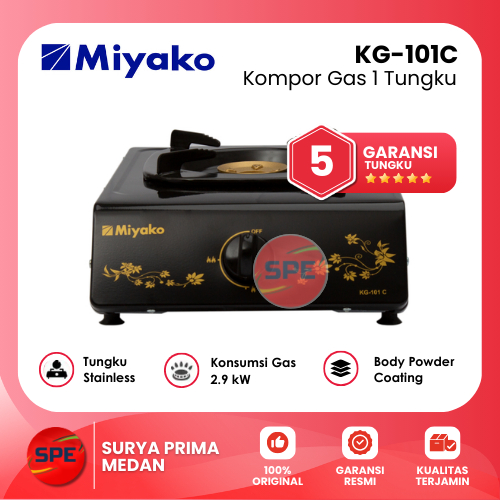 KOMPOR GAS 1 TUNGKU MIYAKO KG-101C / KG101C GARANSI RESMI (MEDAN)