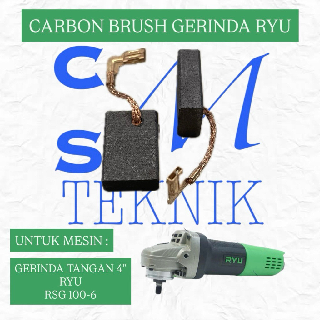 CARBON BRUSH ARANG MESIN GERINDA TANGAN RYU RSG 100-6 ORIGINAL ARENG GERINDA RYU RSG100-6 ORIGINAL