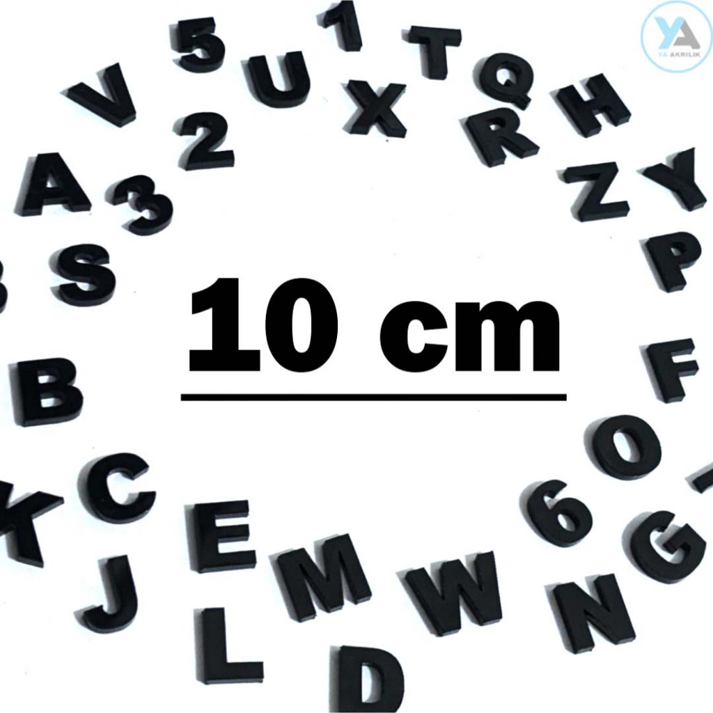 Huruf Akrilik Hitam 10 cm Tebal 2 mm | Angka Akrilik | Huruf Abjad Akrilik Hitam | Huruf Alfabet