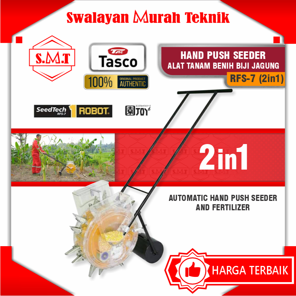 Alat Tanam Benih Biji Jagung 2in1 TASCO ROBOT RFS7 Hand Push Seeder RFS-7