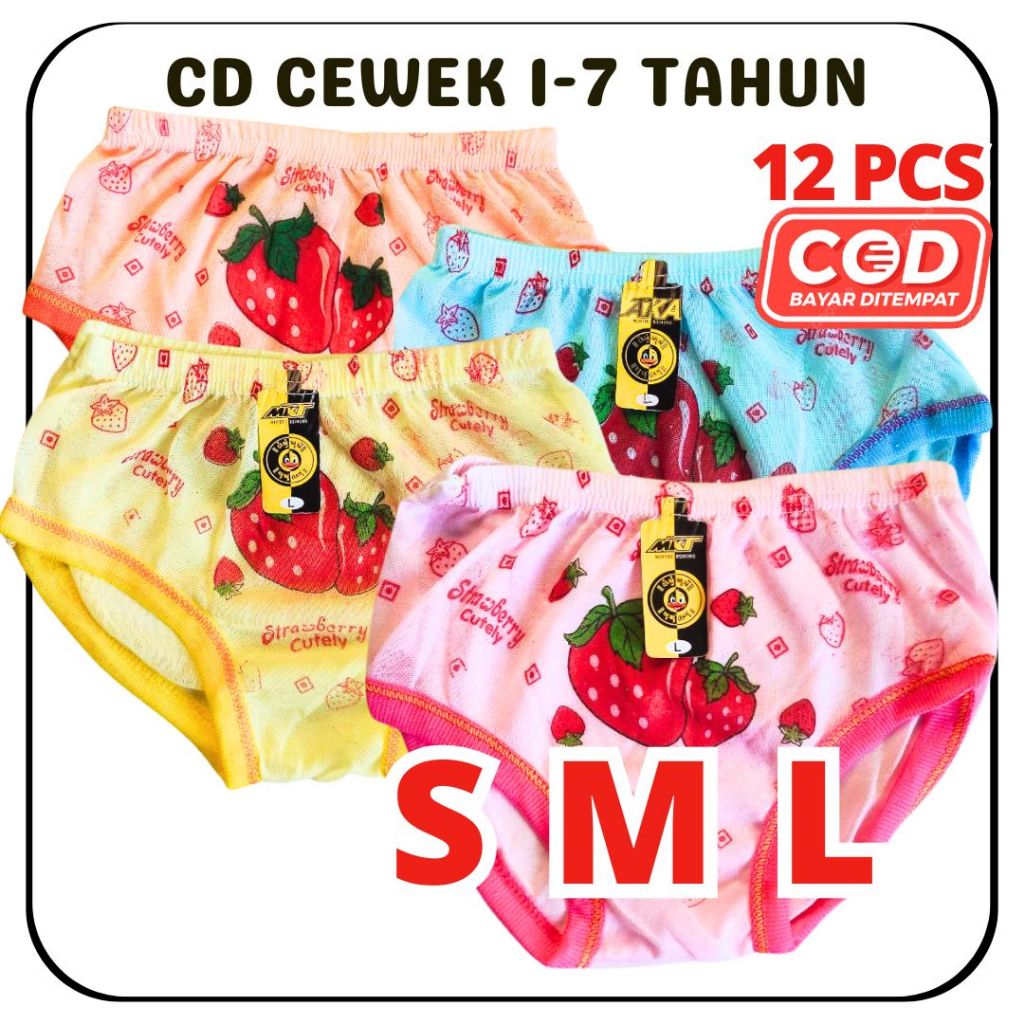 Lusinan 12 PCS Celana Dalam Anak Murah STRAWBERRY LABUBU PONY