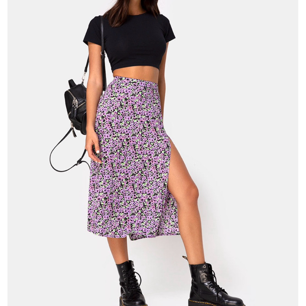 SKIRT HIGHWAIST MIDI SKIRT Y2K STYLE