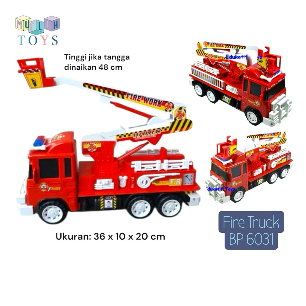 Mobil Pemadam Kebakaran Bisa Jalan Manual BP-6031 | Mobilan Favorit Anak