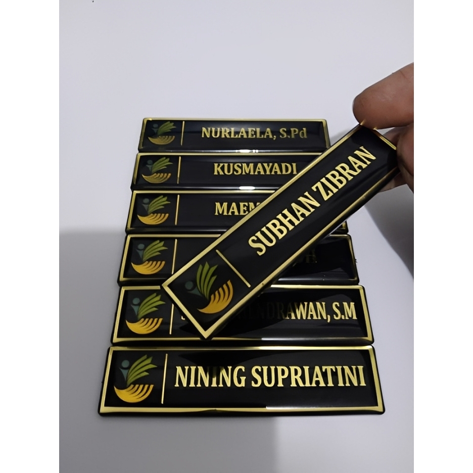 name tag acrylic custome nama + logo ,pns,guru,satpam,bgn,pkk, Resin asli Tebal