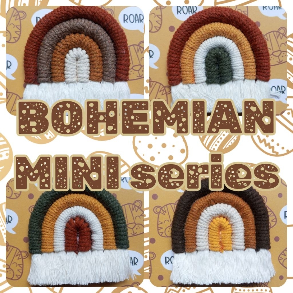OMAKARAME BOHEMIAN MINI RAINBOW Macrame Makrame Pelangi Gantungan Kunci Tas Mobil Bros Magnet Tempel