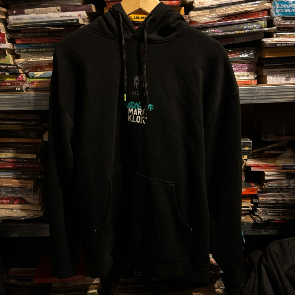 ORIGINAL HOODIE MILLS X MARC KLOK BLACK HITAM JACKET JAKET OUTER OLAHRAGA SPORT PERSIB TIMNAS SIZE L