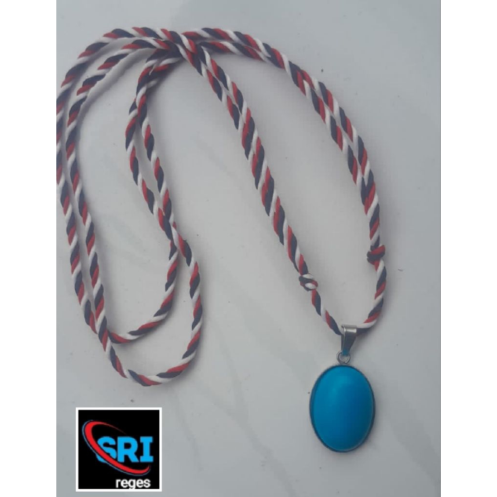 KALUNG TRIDATU BANDUL BATU PIRUS BIRU POLOS 18mm ORIGINAL NATURAL HOWLITE