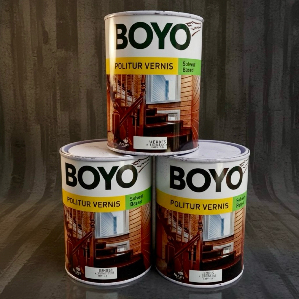 BOYO POLITUR VERNIS SOLVENT BASED 1KG - VERNIS PLITUR BOYO VERNIS 1KG CAT KAYU