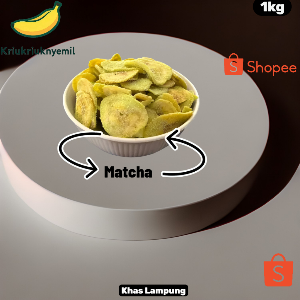1 Kg Keripik Pisang Nangka Asli Lampung Dengan Rasa ( Matcha ) | Keripik Pisang Khas Lampung Kemasan