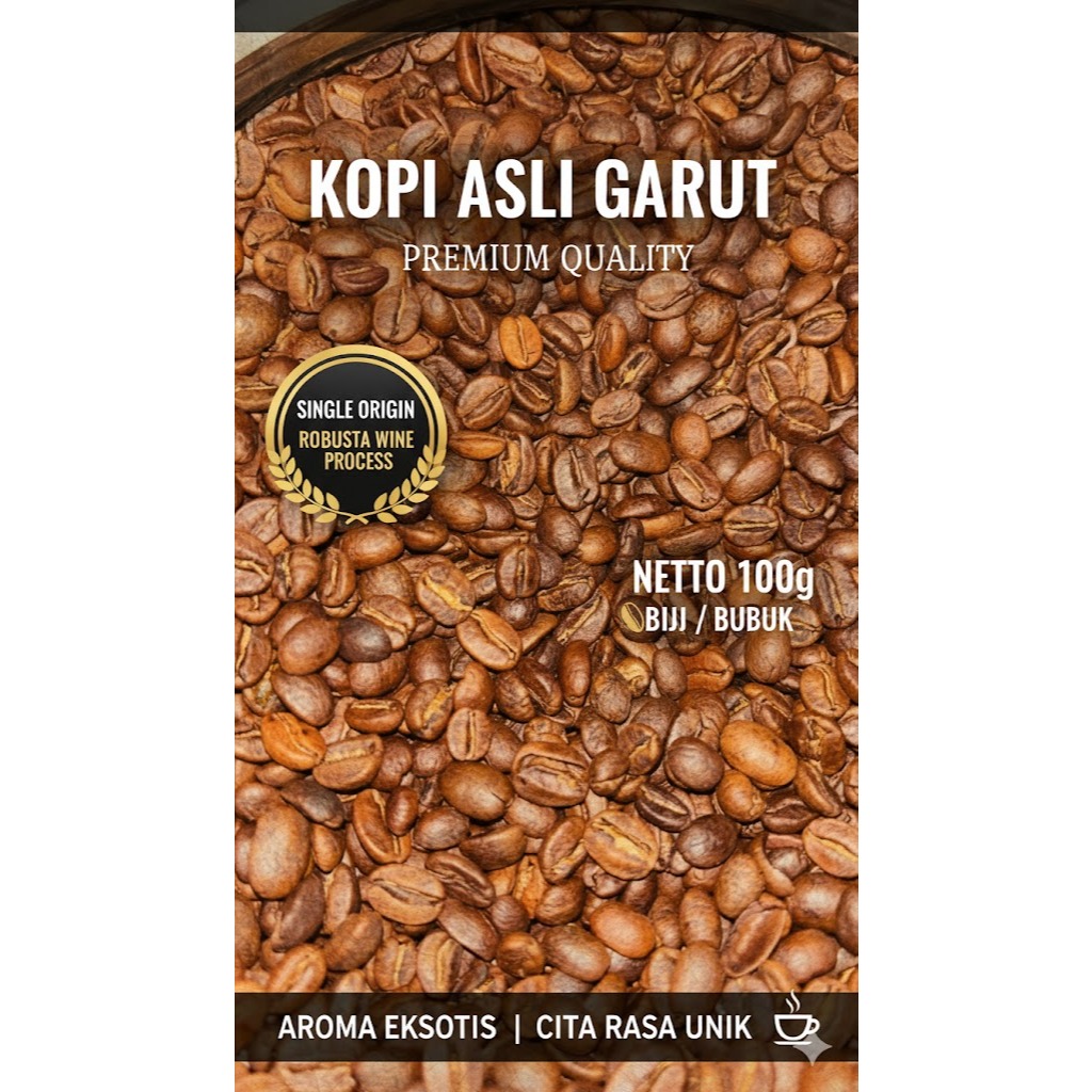 Kopi Robusta Garut 100gr Wine Proses Single Origin Kopi Premium Biji atau Bubuk asli