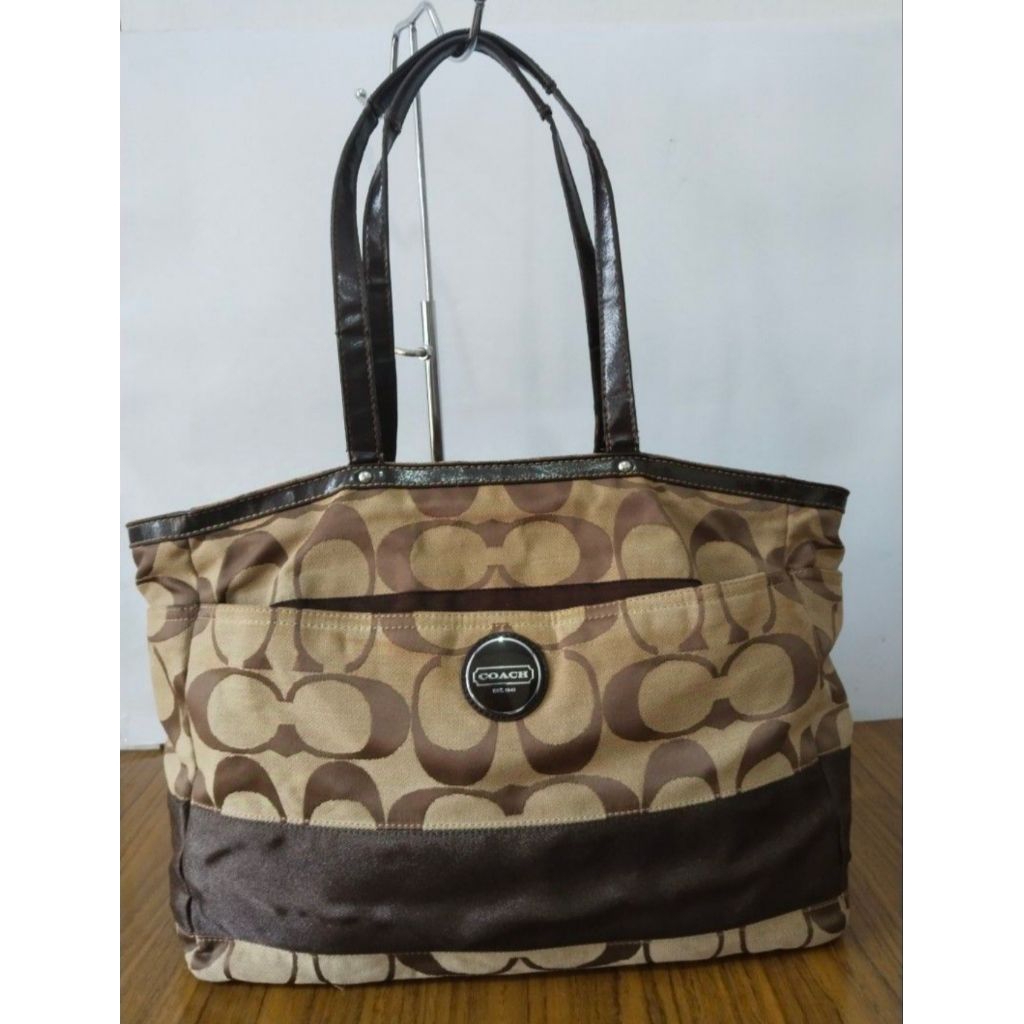 Tas tote wanita, Coa ch, C04CH, Coach, COC, bahan kanvas tebal mix kulit asli