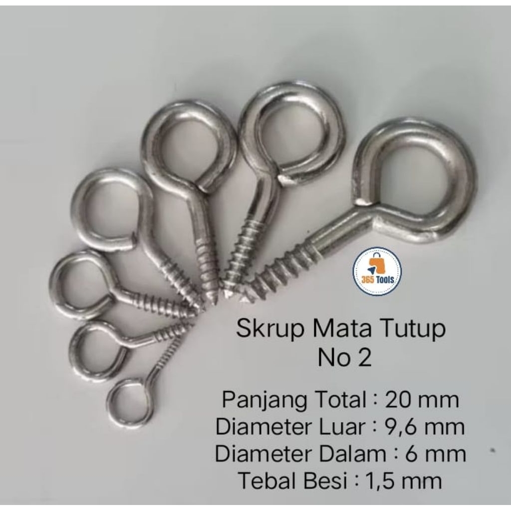 Skrup Mata Tutup / Sekrup Baut Gantung Gantungan Bingkai Pigura / Cantolan Centelan No 2 (1 PCS)