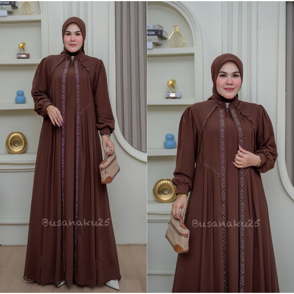 Gamis set hijab LD 120 cm Ceruty  semi outer terbaru