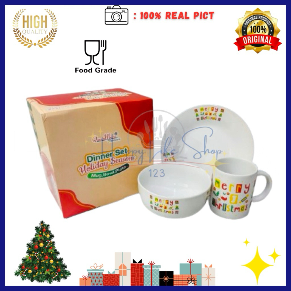 SPECIAL GIFT LEBARAN Dinner Set 3pcs / Hampers Mug Bowl Plate / Hampers Dinner Set 3pcs