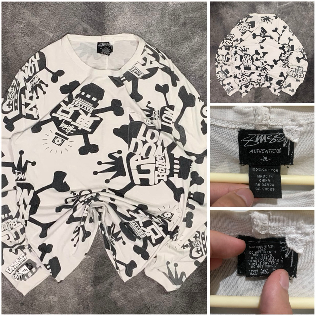 stussy vintage ls pocket full print original legit