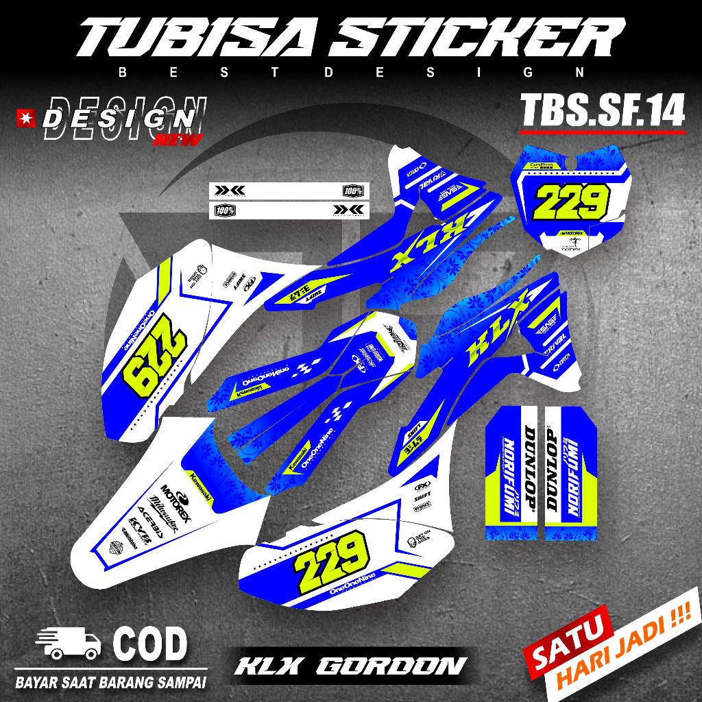 DECAL KAWASAKI KLX GORDON FULL BODY | STICKER KLX GORDON MERAH HITAM | DECAL KLX. TBS 14
