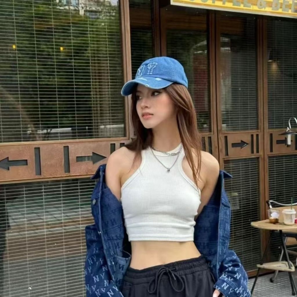 Topi Baseball Denim, topi wanita , topi pria NY sobek impor, premium