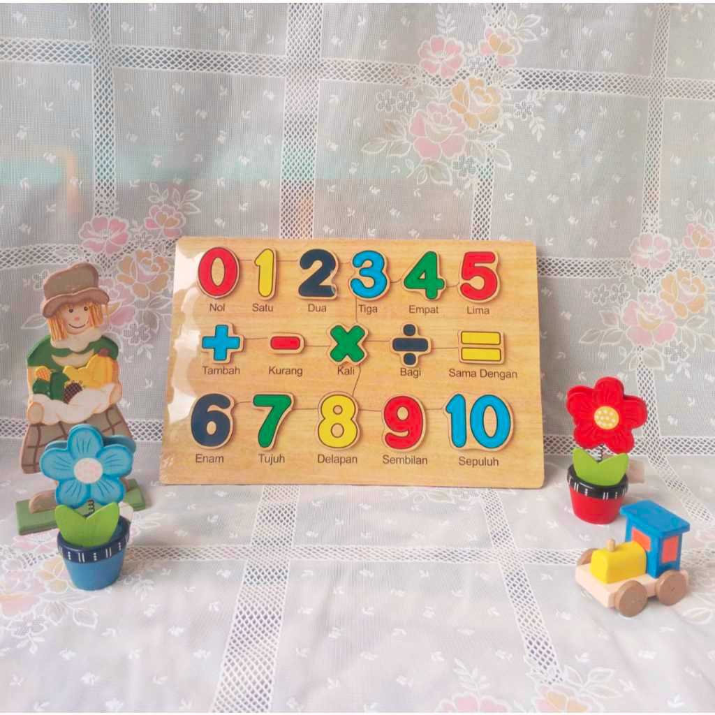 Puzzle Edukasi Anak Bahan Tebal, Puzzle Kayu Angka 1-10