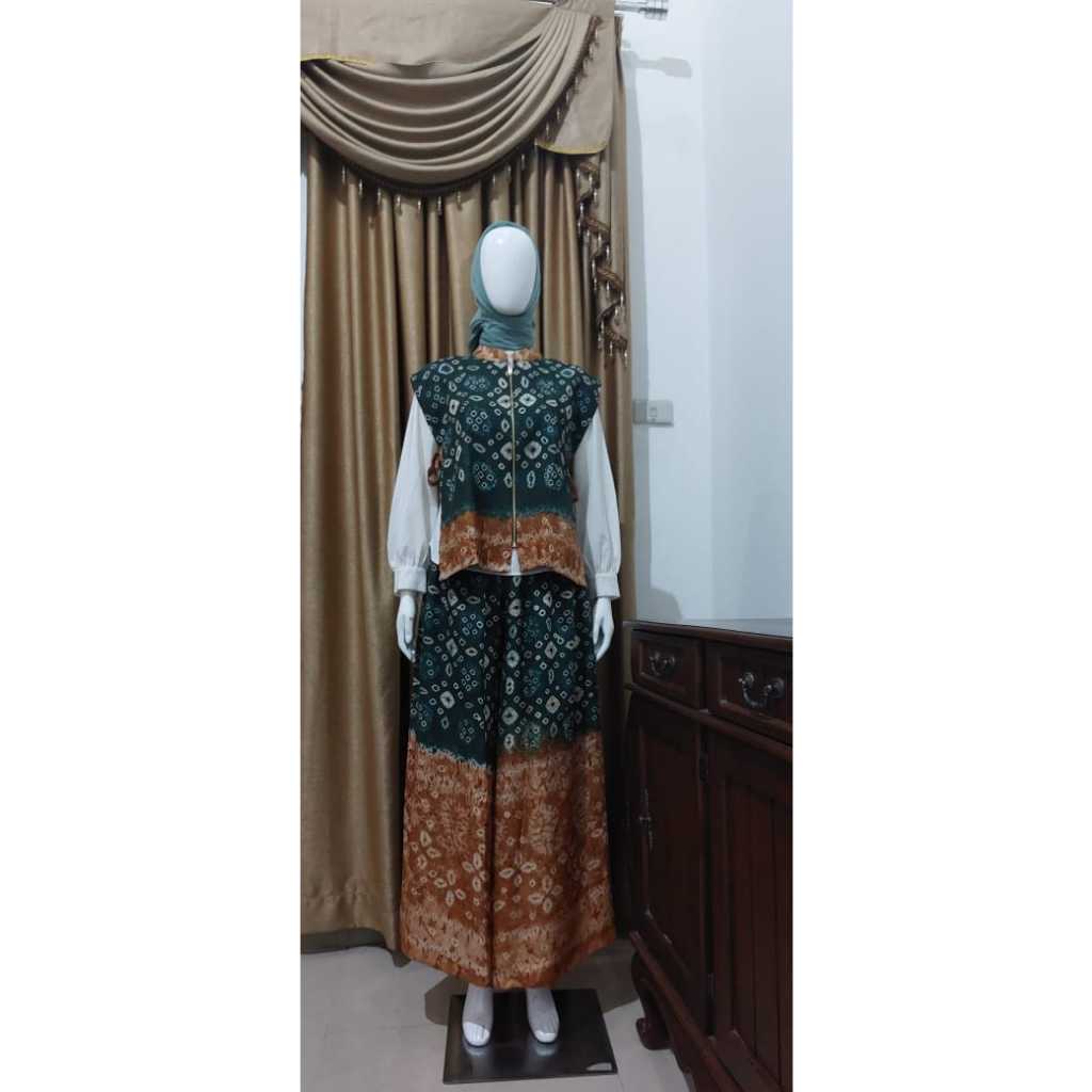 Setelan Vest Kulot Jumputan Alam Gambo Handmade