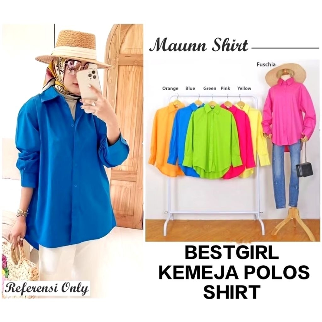 BESTGIRL KEMEJA BASIC CANDY COLOUR MATT KATUN POPLIN/KEMEJA WANITA POLOS BAHAN MATT KATUN POPLIN