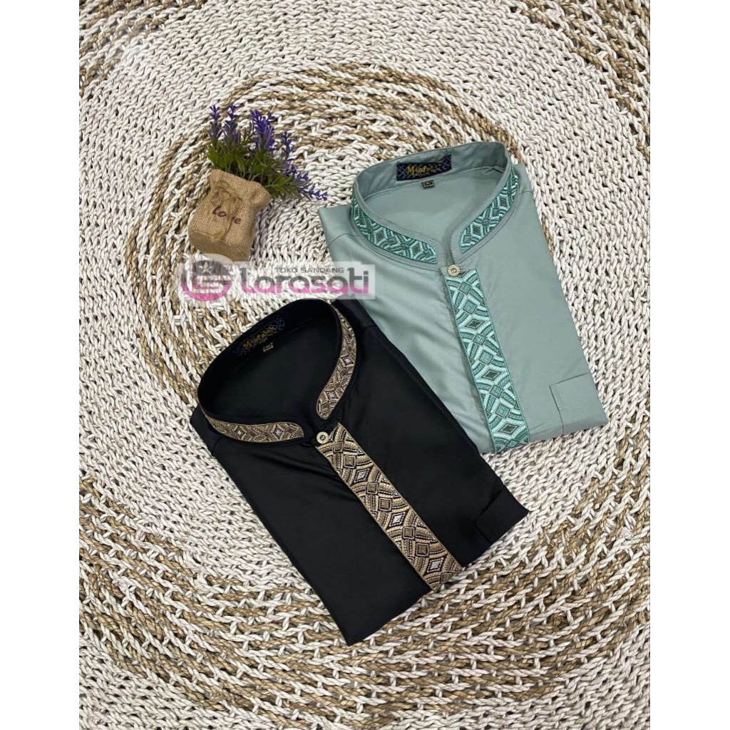 baju Koko merk MISFALAH lengan pendek kekinian/ baju Koko pria terbaru kualitas premium