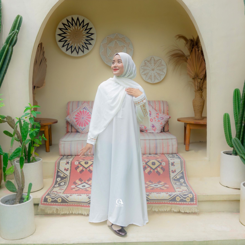 Abaya Medina by Gerai Aulia Gamis Muslim Arabian Bordir Premium Dress Lebaran Mewah Syari