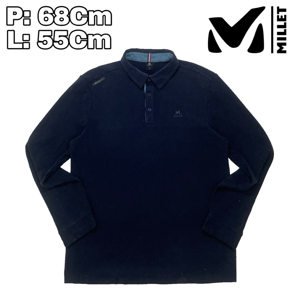 B125 Polo Long Shirt Vintage Millet Outdoor Sport Cotton  Baju Krah Lengan Panjang Original Casual S