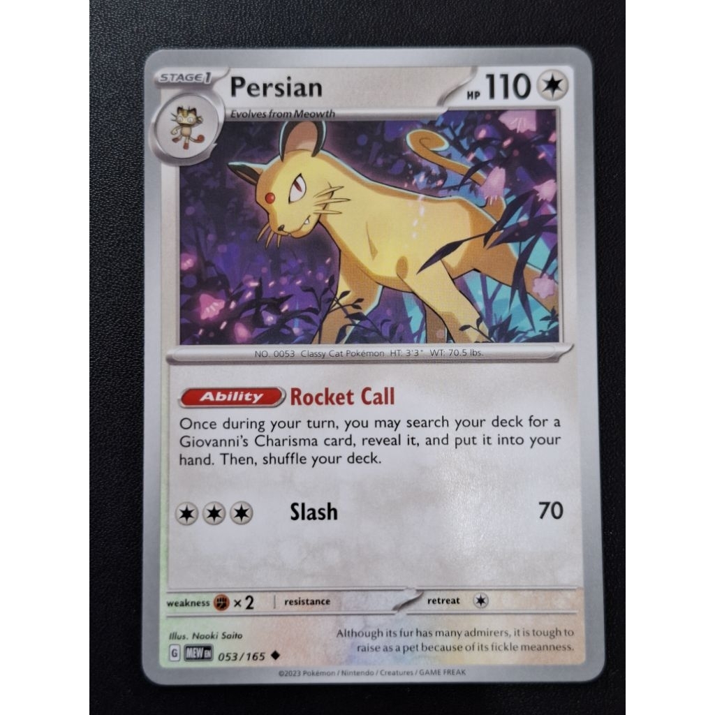 kartu pokemon original common Persian MEW 053/165