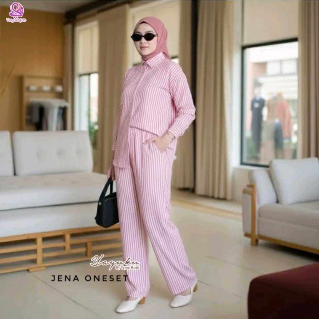 Jena One Set Daily Lucu Atasan Celana Panjang HIjab Pajamas Kekinian Baju The Daster