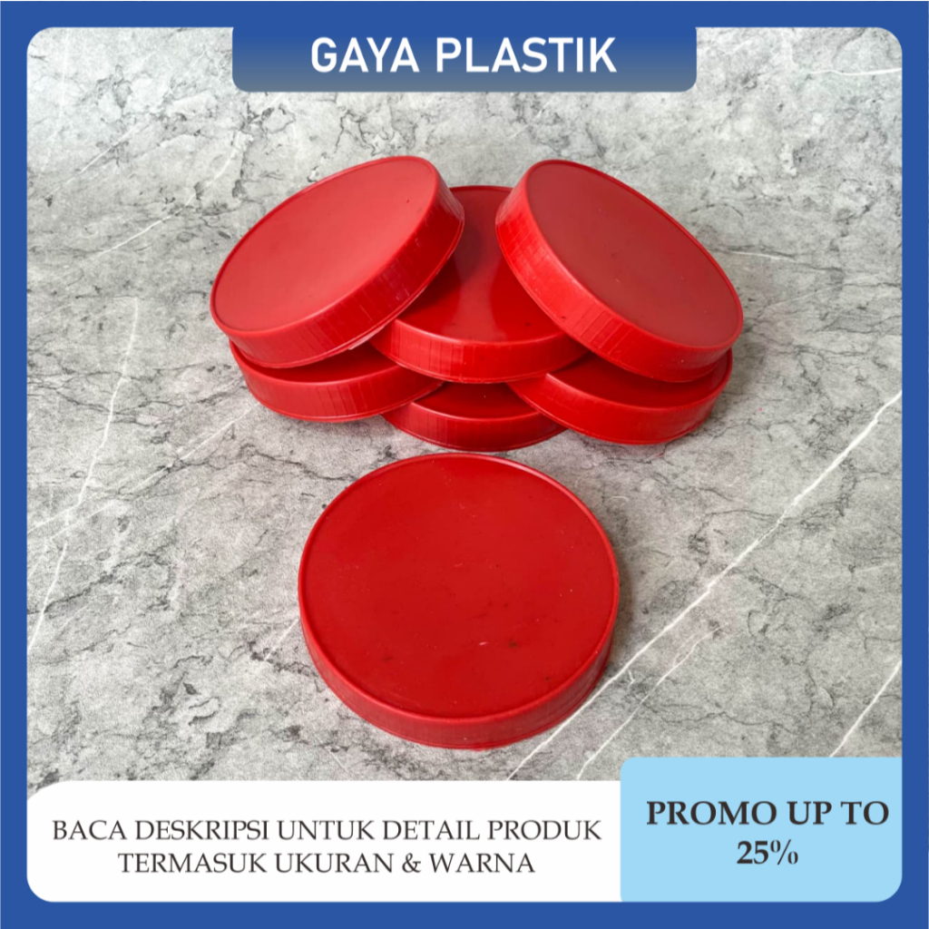 [ 12 Pcs ] Tutup Toples Jadul Warna Merah Tutup Toples Kaca Cendol Diameter 11 CM