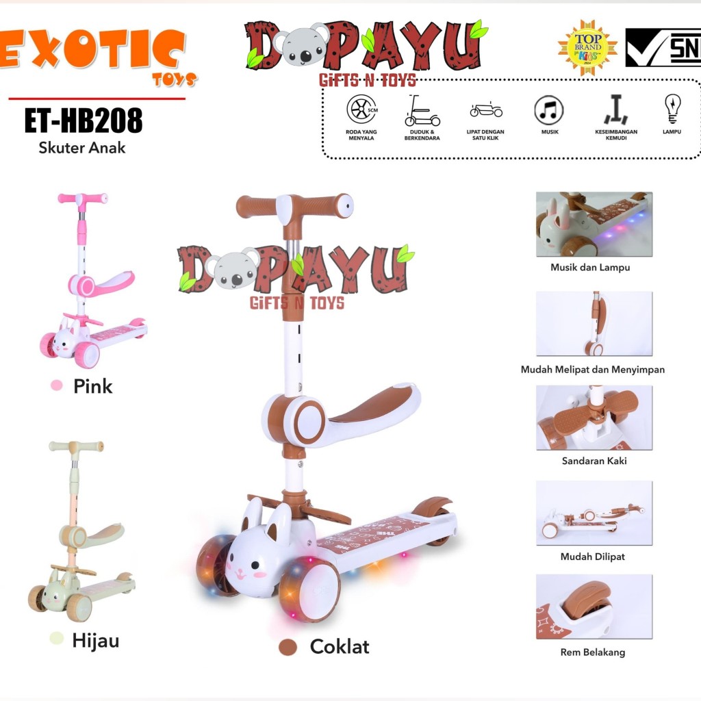 Skuter Anak Otoped SCOOTER EXOTIC ETHB208 Roda 3 Multifungsi