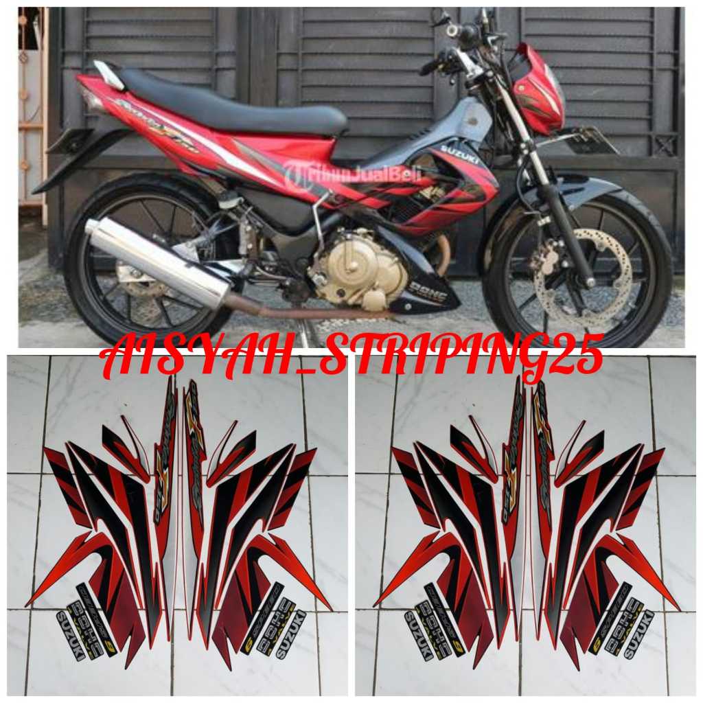 STIKER STICKER STRIPING LIS LES POLET BODY MOTOR SUZUKI SATRIA FU 150 2008 MERAH HITAM